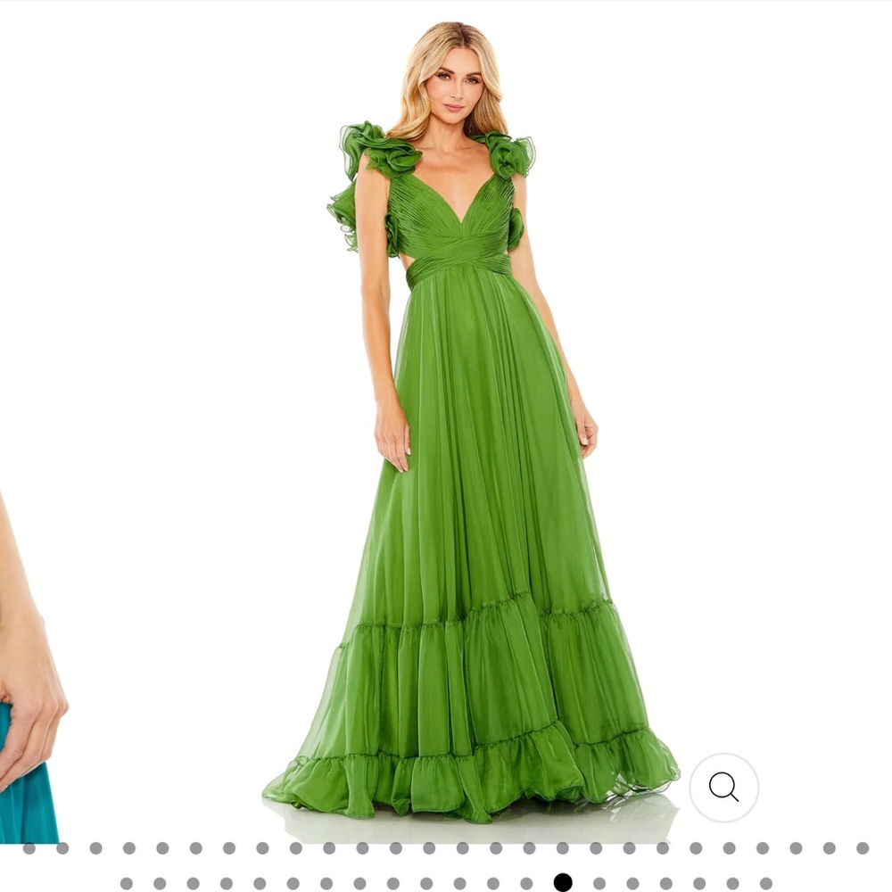 Mac Duggal RUFFLE TIERED CUT-OUT CHIFFON GOWN